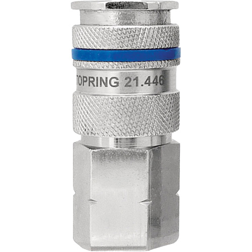 Raccord industriel rapide QUIKSILVER, Laiton nickel&eacute;, 1/4", NPT femelle, 435 PSI We Share Industrial Supply