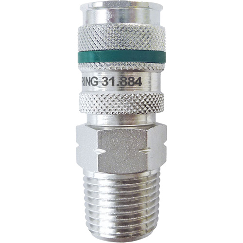 QUIKSILVER Ultraflo 7.8 mm Quick Coupler, Zinc-Plated Steel, 1/2", Male NPT, 362 PSI We Share Industrial Supply