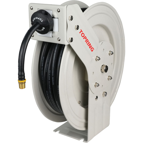 D&eacute;vidoir de tuyau &agrave; rappel automatique &agrave; bras simple de type L MAXREEL avec tuyau en caoutchouc, Air, 3/8" x 50', Tuyau simple, 250 PSI We Share Industrial Supply