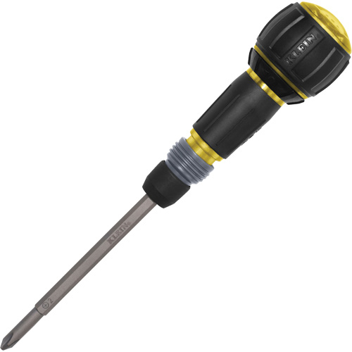 Ratcheting Fastbit Tru-Grip Screwdriver, Phillips & Slotted Bits, 8-1/2" L, Plastic/Cushion Grip Handle We Share Industrial Supply