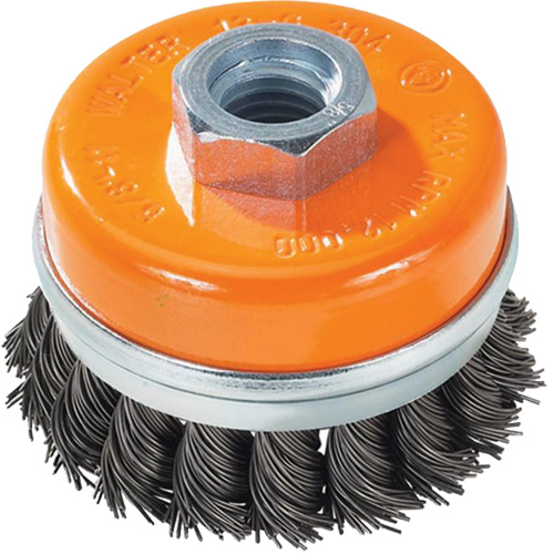 Brosse boisseau &agrave; fils nou&eacute;s avec anneau, 3" dia. x 5/8"-11 arbre We Share Industrial Supply