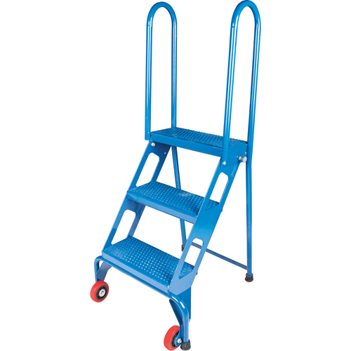 Portable Folding Ladder, 3 Steps, Perforated, 30" High We Share Industrial Supply