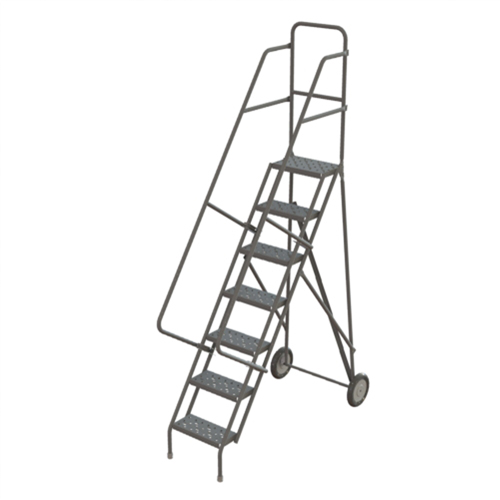 Steel Rolling Ladder, 7 Steps, 16" Step Width, 70" Platform Height, Steel We Share Industrial Supply