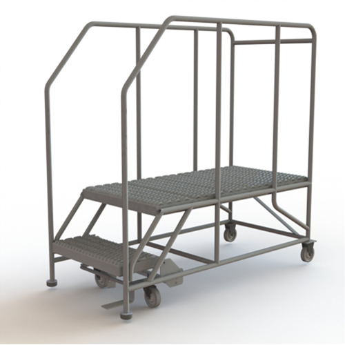Plateforme de travail mobile, Acier, 2 Marches, 20" ha, 47" p, 24" Marche, Stri&eacute; We Share Industrial Supply