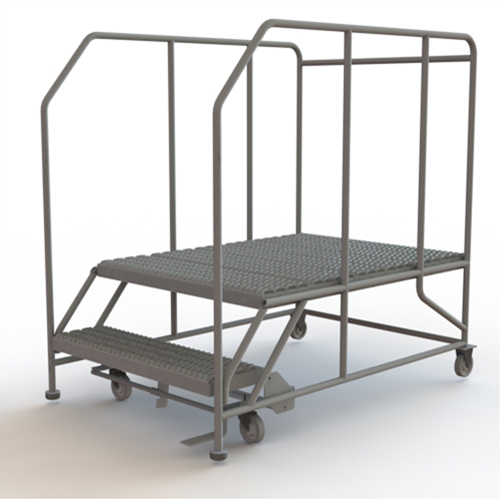 Plateforme de travail mobile, Acier, 2 Marches, 20" ha, 48" p, 36" Marche, Stri&eacute; We Share Industrial Supply