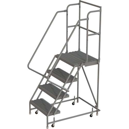 Deep Top Step Rolling Ladder, 4 Steps, 24" Step Width, 40" Platform Height, Steel We Share Industrial Supply