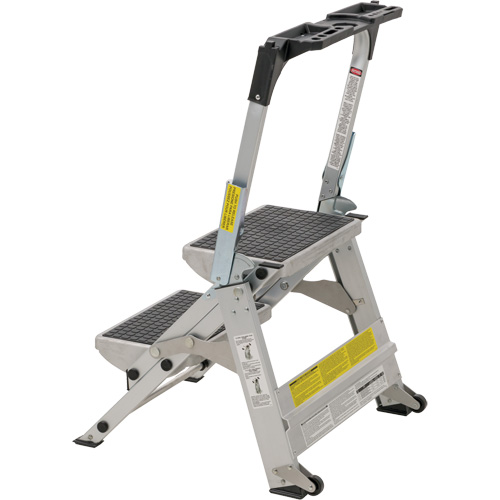 Tilt & Roll Step Stool Ladder, 2 Steps, 23" x 21" x 34.50" High We Share Industrial Supply