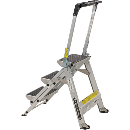 Tilt & Roll Step Stool Ladder, 3 Steps, 34" x 22" x 50.75" High We Share Industrial Supply
