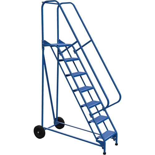 Roll-A-Fold Ladder, 7 Steps, Perforated, 70" High We Share Industrial Supply