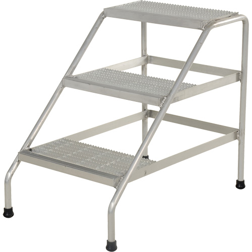 Aluminum Step Stand, 3 Step(s), 22-13/16" W x 34-9/16" L x 30" H, 500 lbs. Capacity We Share Industrial Supply