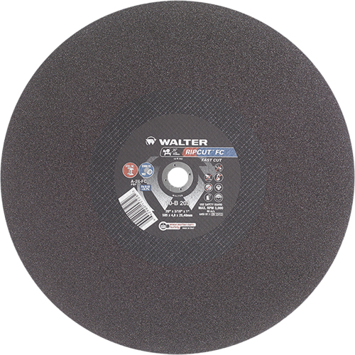 Ripcut Stainless Steel & Steel Cut-Off Wheel for Stationary Saws, 20" x 3/16", 1" Arbor, Type 1, Aluminum Oxide, 3000 RPM We Share Industrial Supply