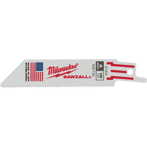 Lame de scie alternative Sawzall, Bim&eacute;tal, 18 Dents par pouce, 4" lo x 3/4" la We Share Industrial Supply