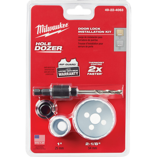 Trousse de scie-cloche Hole Dozer pour verrou de porte, 4 morceaux We Share Industrial Supply