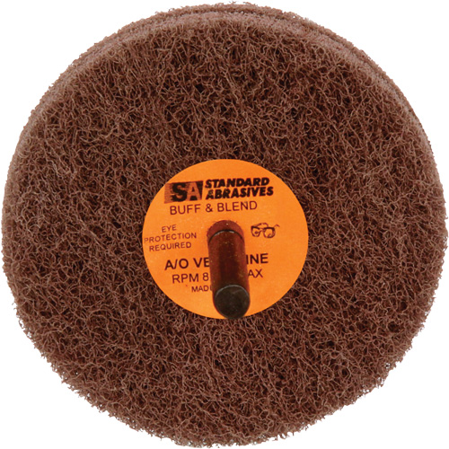 Meule de polissage et lissage Buff & Blend de 2 plis Standard Abrasives, 3" dia. x 2" la, Arbre 1/4", Oxyde d'aluminium We Share Industrial Supply