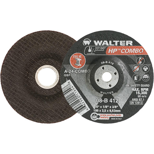 HP Combo Depressed Center Combination Wheel, 4" x 1/8", 3/8" Arbor, Type 27 We Share Industrial Supply