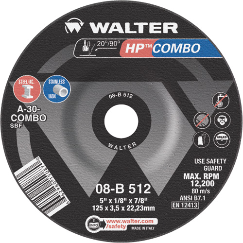 Meule combin&eacute;e HP Combo &agrave; moyeu d&eacute;port&eacute;, 5" x 1/8", Arbre de 7/8", Type 27 We Share Industrial Supply