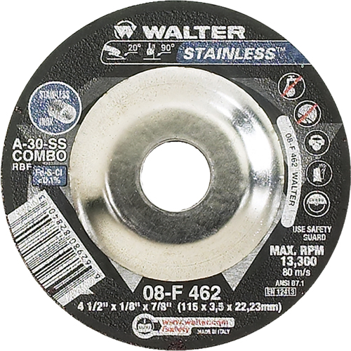 Depressed Centre Grinding Wheels - Stainless Type 27, 4-1/2" x 1/8", 7/8" Arbor, Type 27 We Share Industrial Supply