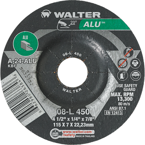 Aluminium Depressed Centre Grinding Wheels, 4-1/2" x 1/4", 7/8" Arbor, Type 27 We Share Industrial Supply