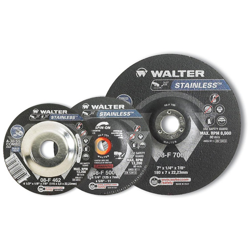 Disque pour meulage et tronçonnage STAINLESS, 4-1/2" x 1/4", Arbre de 5/8"-11, Type 28S, Oxyde d'aluminium, 13 300 Tr/min We Share Industrial Supply