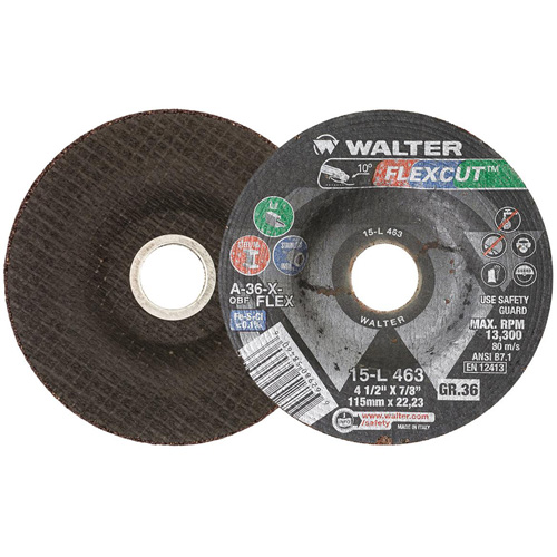 Meule FLEXCUT, 4-1/2", 36 Grain, Oxyde d'aluminium, 7/8", 13 300 Tr/min, Type 29 We Share Industrial Supply