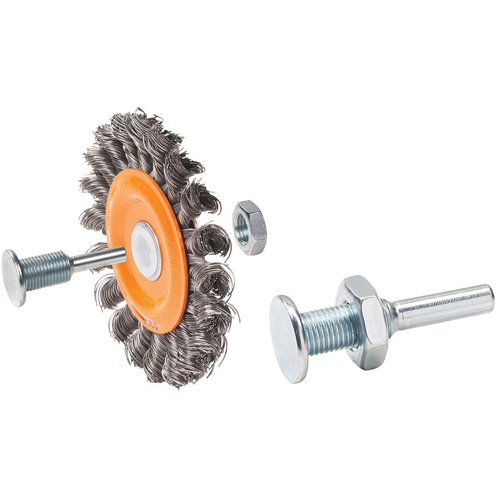 Reversible Mounted Knot-Twisted Wire Wheel, 4" Dia., 0.0118" Fill, 5/8" Arbor, Steel We Share Industrial Supply