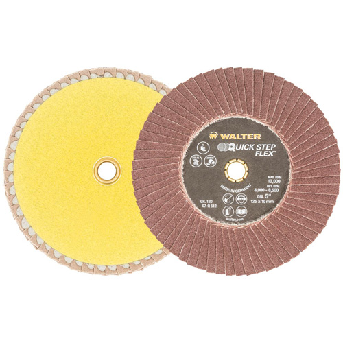 Disque &agrave; lamelles QUICK-STEP FLEX, 5" x Type 29, Grain 120, Oxyde d'aluminium We Share Industrial Supply