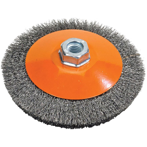Meule soucoupe &agrave; fils cr&ecirc;p&eacute;s, 6" dia., Fils 0,012", Arbre 5/8"-11 We Share Industrial Supply