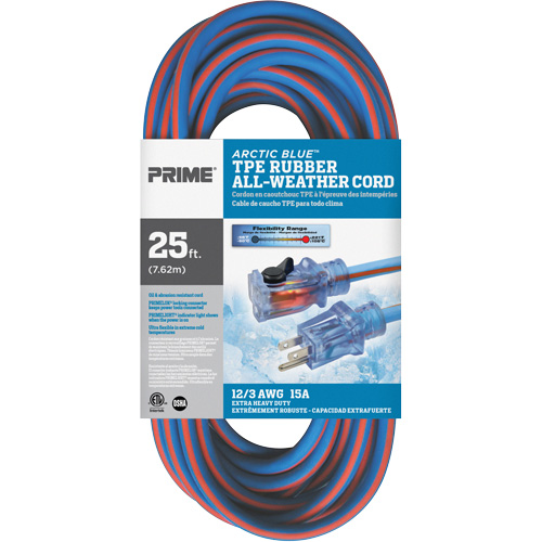 Cordon rallonge verrouillable toute saison en caoutchouc TPE Arctic Blue, Toutes saisons, SJEOW, AWG 12/3, 15 A, 25' We Share Industrial Supply