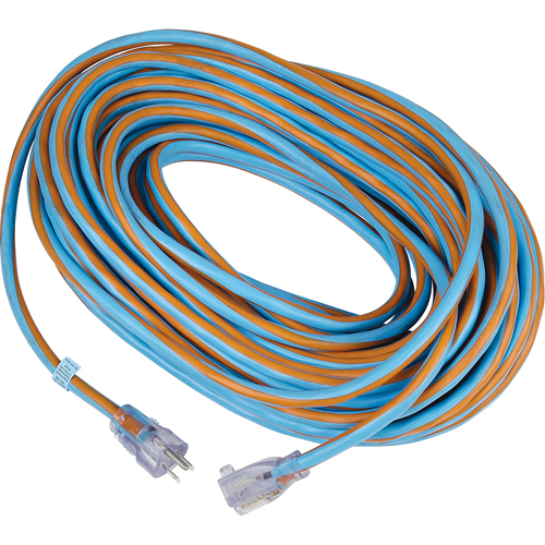 Cordon rallonge verrouillable toute saison en caoutchouc TPE Arctic Blue, Toutes saisons, SJEOW, AWG 12/3, 15 A, 100' We Share Industrial Supply