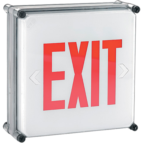 Enseignes Exit Aqua NEMA 4x, DEL, &agrave; raccordement fixe, 11-3/4" lo x 11-3/4" la, Anglais We Share Industrial Supply