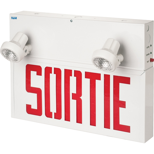Enseignes/lampes combin&eacute;es Stella - Sortie, DEL, &agrave; raccordement fixe, 17-1/2" lo x 12-1/2" la, Français We Share Industrial Supply