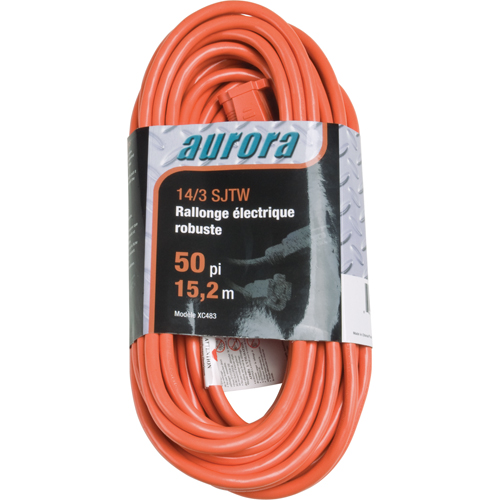 Vinyl Extension Cord, Outdoor, SJTW, 14/3 AWG, 15 A, 50' We Share Industrial Supply