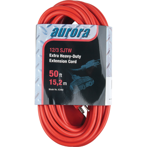 Vinyl Extension Cord, Outdoor, SJTW, 12/3 AWG, 15 A, 3 Outlet(s), 50' We Share Industrial Supply