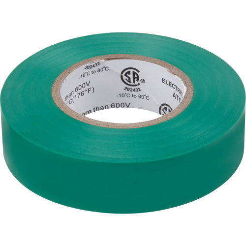 Electrical Tape, 19 mm (3/4") x 18 M (60'), Green, 7 mils We Share Industrial Supply