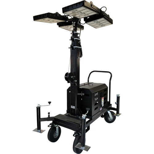 Beacon LED Four-Light Tower, Diesel/Electric, 800 Watts, 120000 Lumens, 17' High We Share Industrial Supply