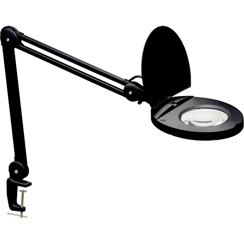 Lampe loupe ajustable, Dioptrie 3, Ampoule DEL, Bras de 47", Pinces serre-joints, Noir We Share Industrial Supply