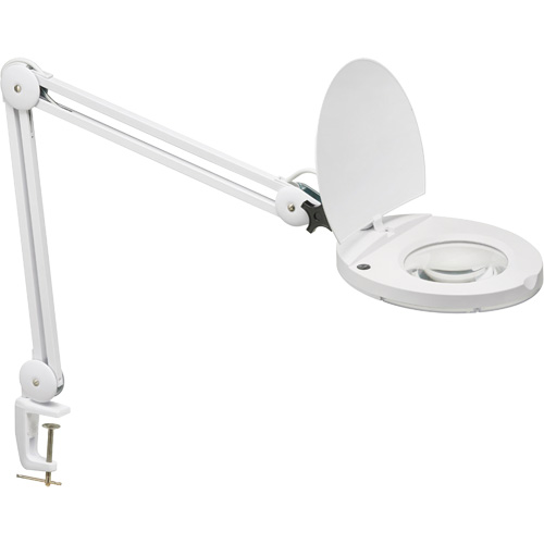 Lampe loupe ajustable, Dioptrie 5, Ampoule DEL, Bras de 47", Pinces serre-joints, Blanc We Share Industrial Supply