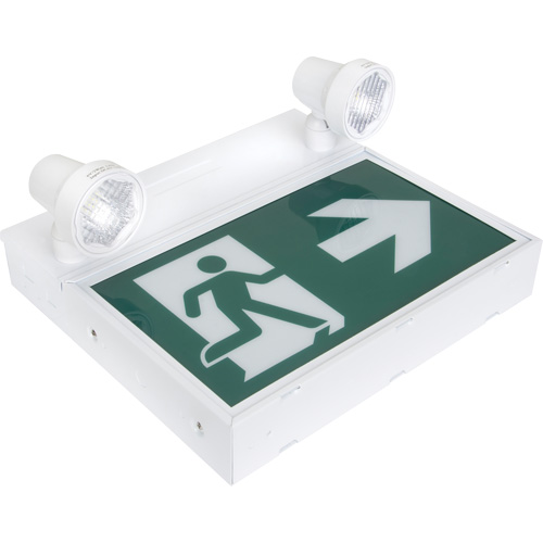 Enseigne d'homme qui court avec &eacute;clairage de s&eacute;curit&eacute;, DEL, &agrave; piles/&agrave; raccordement fixe, 12-1/10" lo x 11" la, Pictogramme We Share Industrial Supply