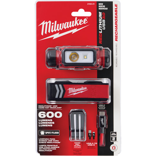 Lampe frontale pour casque de s&eacute;curit&eacute; USB REDLITHIUM, DEL, 600 lumens, 5 hres de fonctionnement, piles Rechargeable We Share Industrial Supply