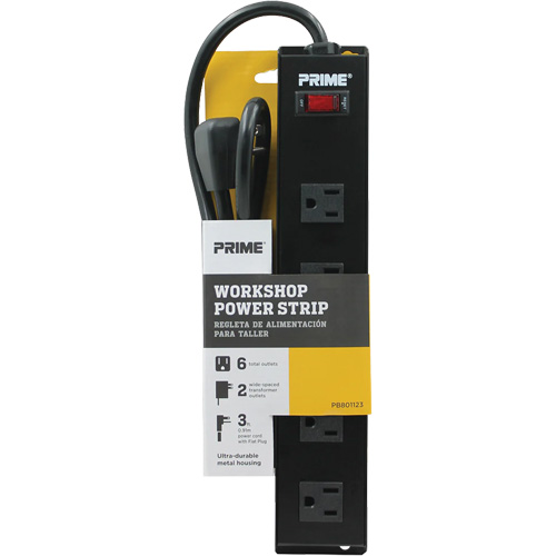 Metal Workshop Power Strip, 6 Outlet(s), 3', 15 A, 1875 W, 125 V We Share Industrial Supply