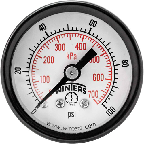 Manom&egrave;tre &eacute;conomique,  1-1/2", 0 - 100 psi, Fixation arri&egrave;re, Analogique We Share Industrial Supply