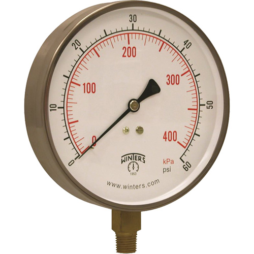Manom&egrave;tre pour entrepreneur,  4-1/2", 0 - 60 psi, Fixation inf&eacute;rieure, Analogique We Share Industrial Supply