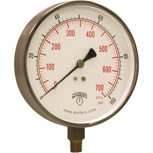 Contractor Pressure Gauge, 4-1/2" , 0 - 100 psi, Bottom Mount, Analogue We Share Industrial Supply