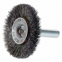Crimped Wire Wheel Brush with 1/4" Shank, 3" Dia., 0.014" Fill, 1/4" Arbor We Share Industrial Supply