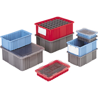 Divider Box&reg; Containers, Polyethylene, 10.8" W x 8.3" D x 2.5" H, Grey We Share Industrial Supply