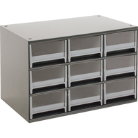 Casiers modulaires pour pi&egrave;ces, Acier, 9 tiroirs, 17" x 10-9/16" x 3-1/16", Gris We Share Industrial Supply