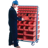 Double-Sided Mobile Bin Rack, Double-sided, 96 bins, 36" W x 24" D x 63" H We Share Industrial Supply