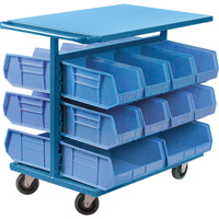 Bin Cart with Bins, Double-sided, 20 bins, 24" W x 38-1/2" D x 36-1/2" H We Share Industrial Supply