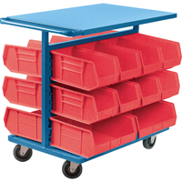 Bin Cart with Bins, Double-sided, 20 bins, 24" W x 38-1/2" D x 36-1/2" H We Share Industrial Supply