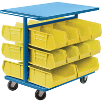 Bin Cart with Bins, Double-sided, 20 bins, 24" W x 38-1/2" D x 36-1/2" H We Share Industrial Supply